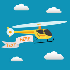 Naklejka na ściany i meble Helicopter flying in the sky with a banner for text vector marketing concept