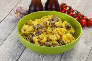 Rice with Chicken hearts