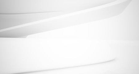 Obraz premium Abstract architectural white smooth interior of a minimalist house with large windows.. 3D illustration and rendering.