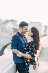Fototapeta premium Wedding photography in Italy. Couple walking the streets of Rome, sightseeing and panoramic views.