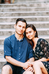 Wedding photography in Italy. Couple walking the streets of Rome, sightseeing and panoramic views.