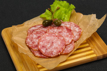 Spanish Salchichon sausage with salad