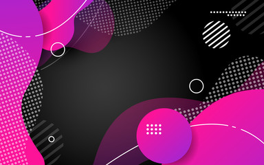 Colorful abstract background design - Liquid shapes with trendy gradients on black - Isolated vector