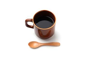 ホット コーヒー ブラック 白背景