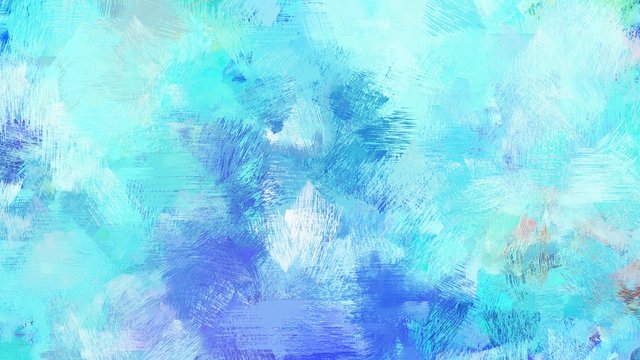 Brush Painting With Mixed Colours Of Baby Blue, Dodger Blue And Corn Flower Blue. Abstract Grunge Art For Use As Background, Texture Or Design Element