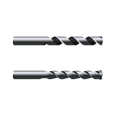 Realistic steel Drill Bits. Vector illustration isolated on white background
