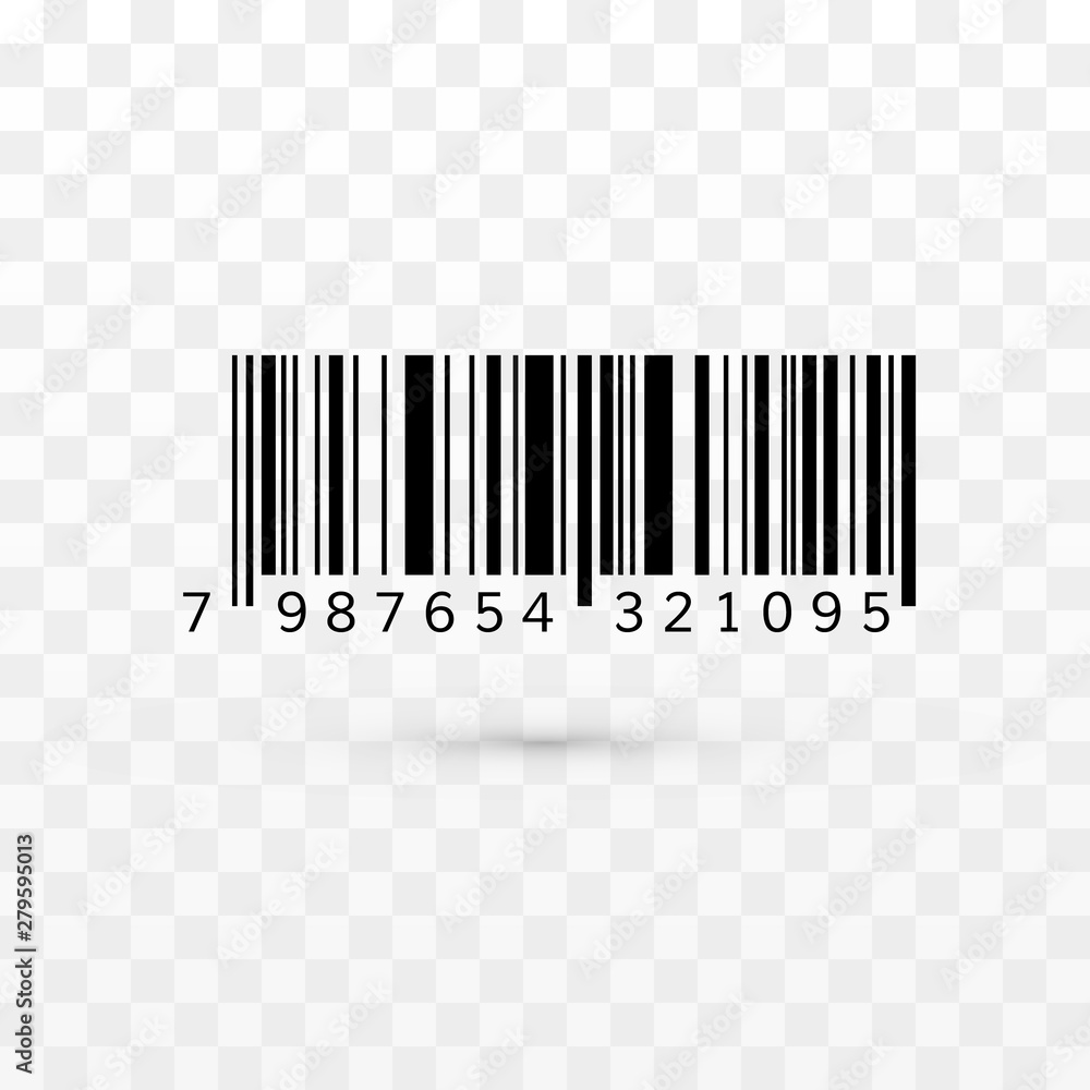 Aufkleber unique realistic bar code. striped identification information about product. vector illustration iso