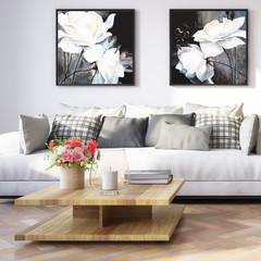 Modern living room interior with paintings  (detail) - 3d visualization