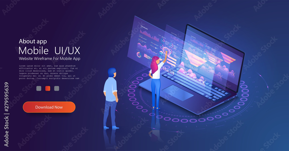 Leinwandbilder data analysis concept with characters. data visualization concept. financial analytic and business i