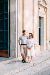  Beautiful stylish pair of in the European style. Wedding photo shoot on the streets of Rome.