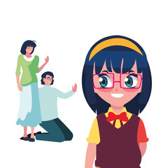 parents with school girl student