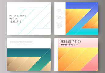 Naklejka premium The minimalistic abstract vector illustration of the editable layout of the presentation slides design business templates. Creative modern cover concept, colorful background.