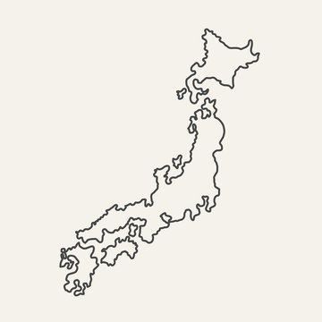recommend clip art: Thin outline map of Japan islands isolated on white background. Vector illustration.
