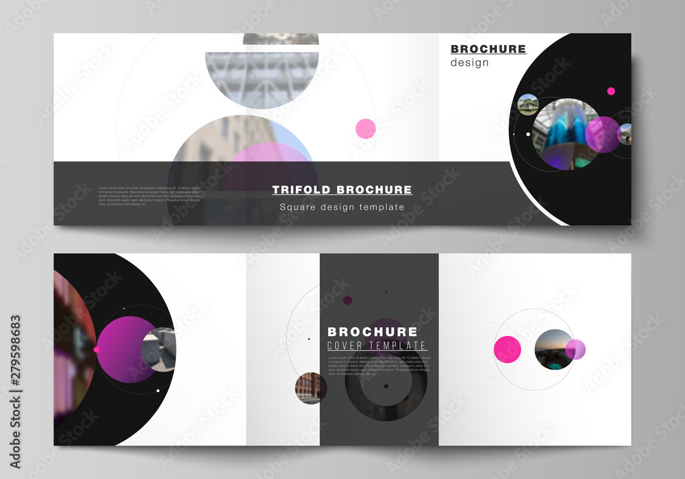 Poster vector layout of square format covers design templates for trifold brochure, flyer. simple design fu