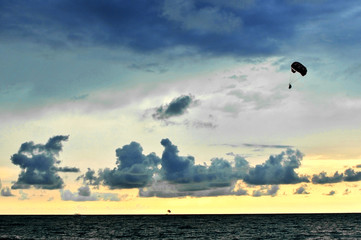 Beautiful landscape with sunset over the sea.