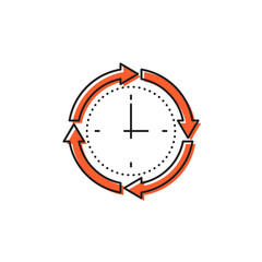 Clock and circular arrow vector icon isolated on white background