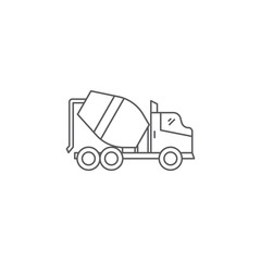 Concrete mixer truck vector icon isolated on white background