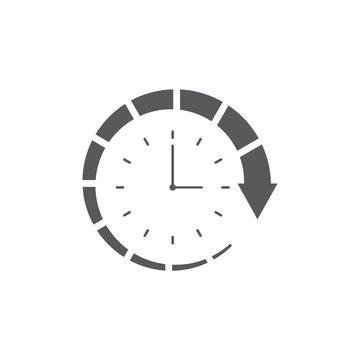 Clock and circular arrow vector icon isolated on white background