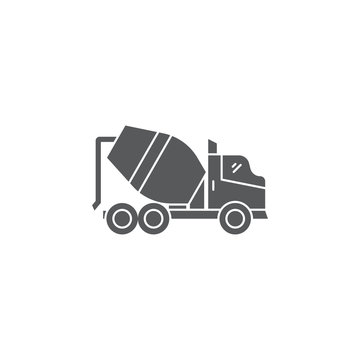 Concrete mixer truck vector icon isolated on white background