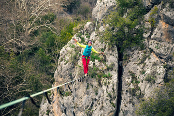 Fototapeta premium Highline in the mountains.