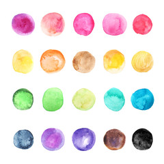 Watercolor colorful dots collection isolated