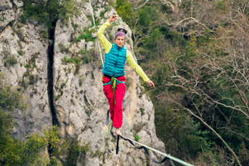 Fototapeta premium Highline in the mountains.