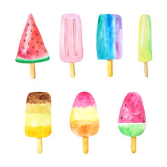 Watercolor sweet fruit ice cream set