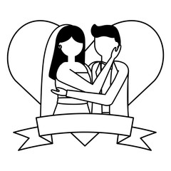 bride and groom heart love ribbon wedding