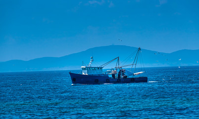 Obraz premium Fishing boats on the Black Sea coast of Nessebar (Nesebar), Burgas Province, Bulgaria