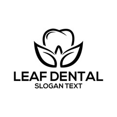leaf dental logo concept black and white