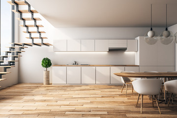 White loft kitchen interior