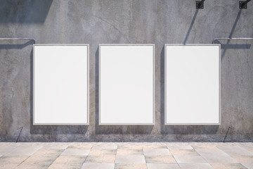 Frontview of empty white banners