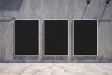 Frontview of empty black banners