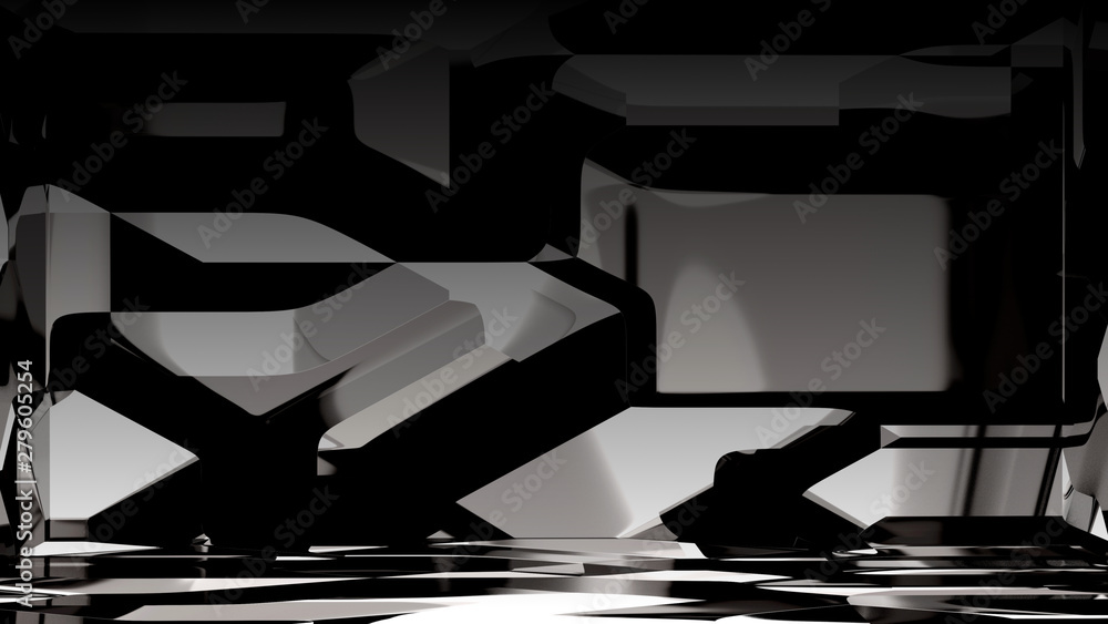 Poster 3d rendering of abstract rectangle geometry. for item display background. concept of high technology