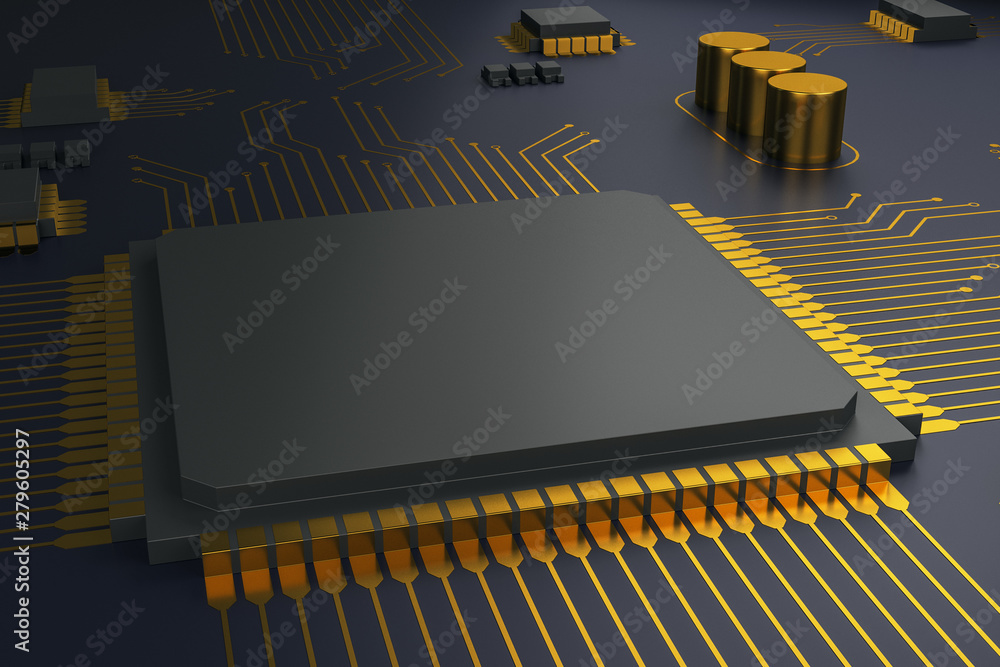 Poster abstract empty circuit chip