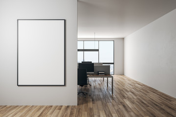 Contemporary office with empty banner