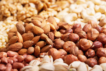 mixed of nuts as background
