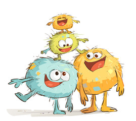 Happy Monsters Family Having Fun © Neda Sadreddin