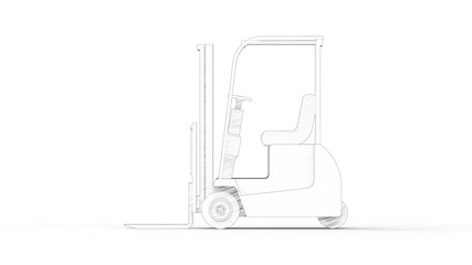 3d rendering of a fork lift isolated in white background