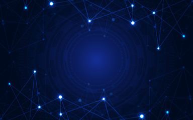 Global network connection. Abstract geometric background with connecting dots and lines. Digital technology and communication concept.