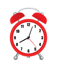 Vector ilustration of red alarm clock over white