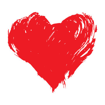 Brushstroke painted red heart shape