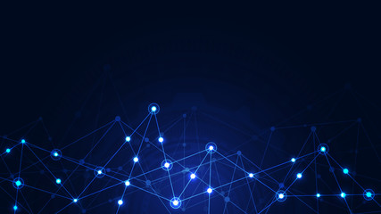 Global network connection. Abstract geometric background with connecting dots and lines. Digital technology and communication concept.