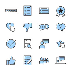 Icons Set of Survey Related Vector Simple Line. Management line icons. Startup strategy and Employees linear icons. The illustrations are a vector, Startup and Teamwork symbols.