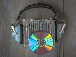 CDs and headphones