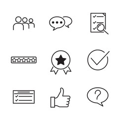 Icons Set of Survey Related Vector Simple Line. Management line icons. Startup strategy and Employees linear icons. The illustrations are a vector, Startup and Teamwork symbols.