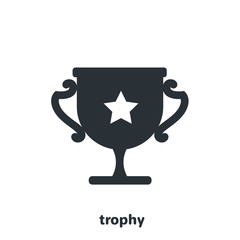 flat vector image on white background, cup stands on pedestal, winning the competition, business icon