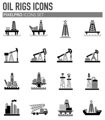 Oil rig related icons set on background for graphic and web design. Simple illustration. Internet concept symbol for website button or mobile app. - 279609811