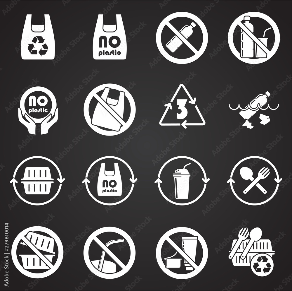 Poster plastic related icons set on background for graphic and web design. simple illustration. internet co