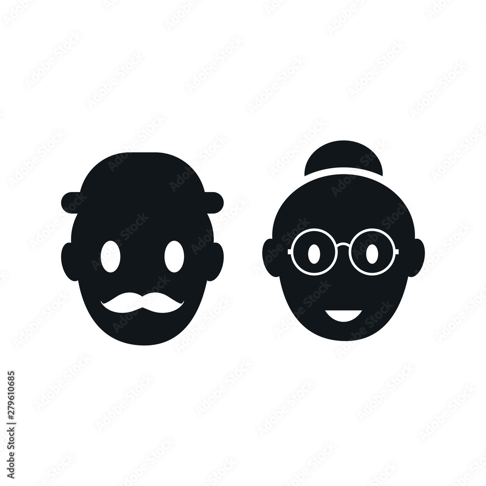 Wall mural older couple icon. pension senior people symbol, elderly or old-aged couple vector illustration